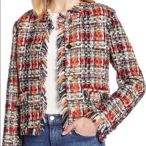 HALOGEN Fringe Tweed Jacket